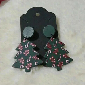 3 /$15 New Boutique Green & Red  Christmas Tree Earrings